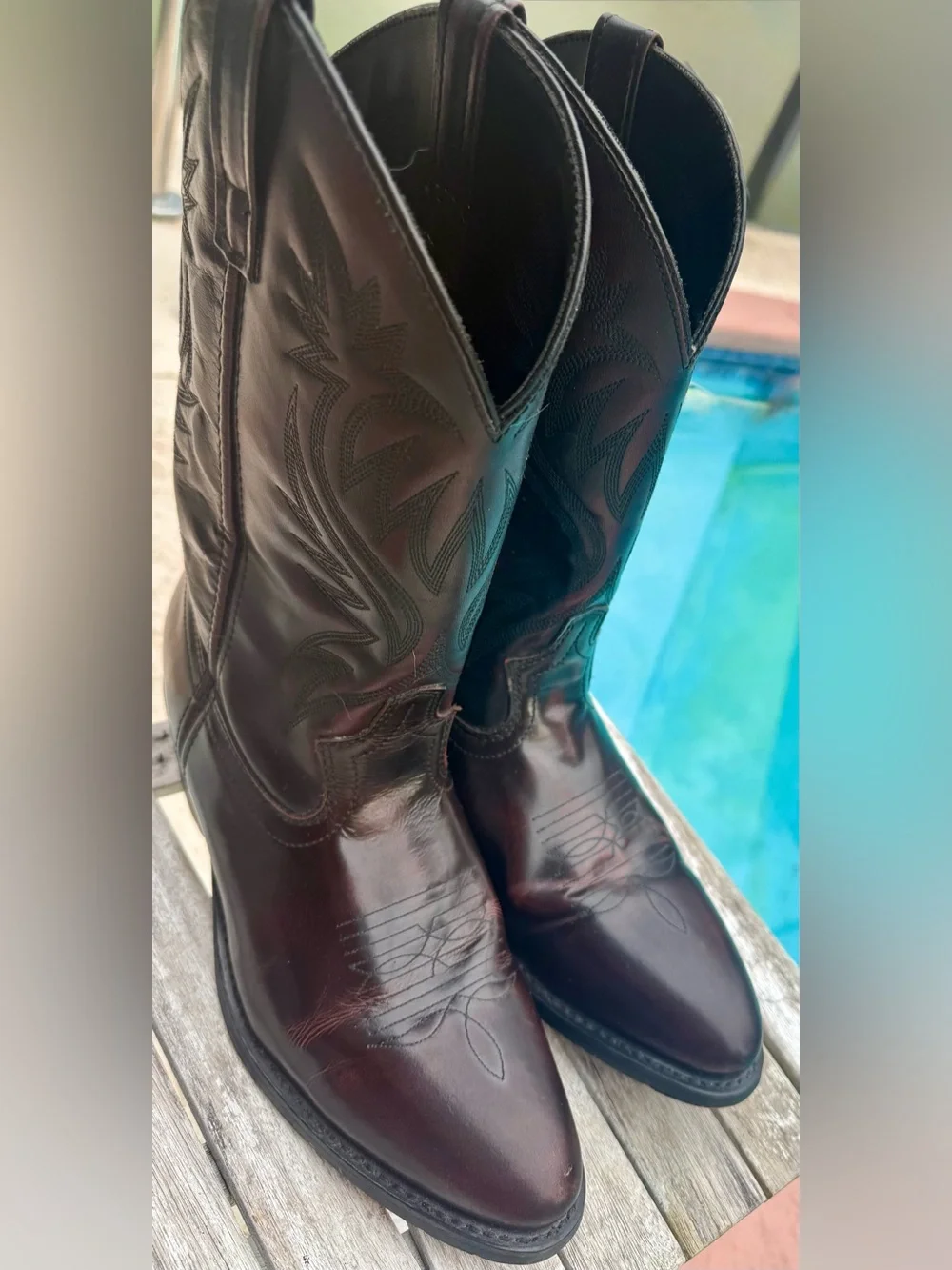 LAREDO BIRCHWOOD WESTERN LEATHER BOOTS BLACK CHERRY MENS SIZE 11D